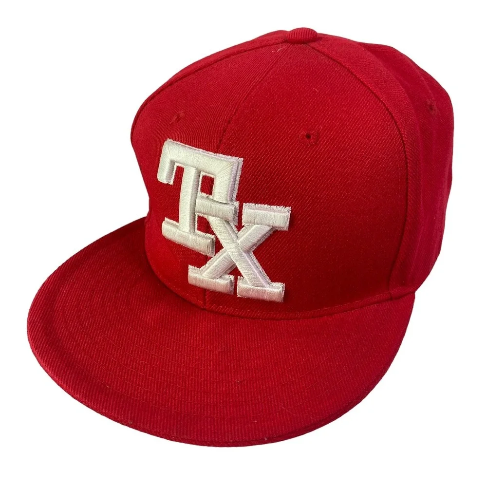 Pit Bull Texas TX Baseball Cap Red White Fitted Flat Bill Embroidered Hat Large
